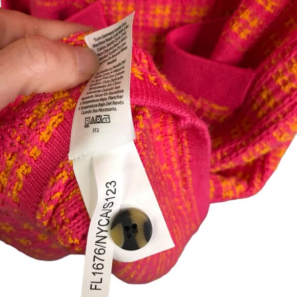 Free Assembly Sweater Dress Women's M Pink Orange Short Sleeve Woven V-Neck - Picture 13 of 14